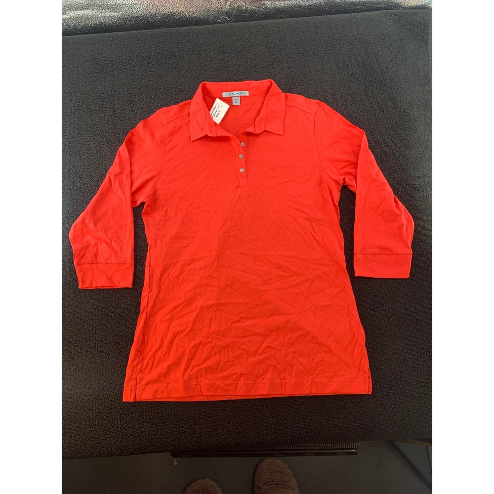 Port Authority Ladies Meridian‎ 3/4 Sleeve Polo Shirt Bright Orange Size M
